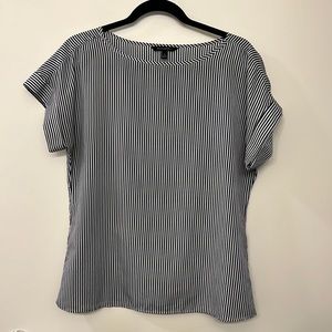 Navy and white striped blouse. Nice slinky feel to the material.